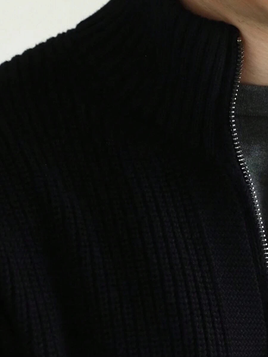 Dylan - Men's Solid Color Front Zipper Long Sleeve Simple Casual Jacket