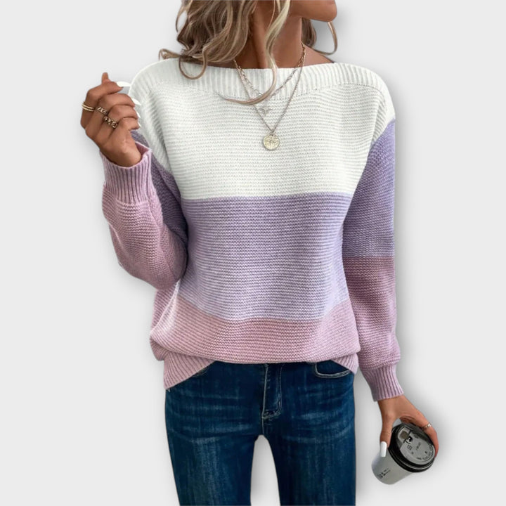 Maria™ | Elegant Tri-Color Patchwork Sweater