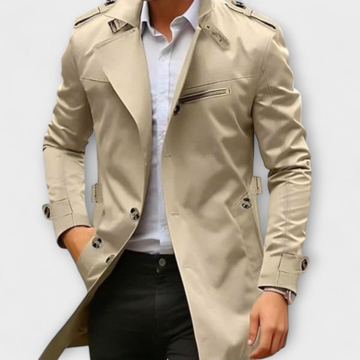Leandro | Classic Men's Trench Coat in Beige